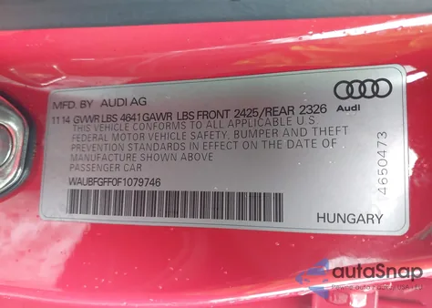 2015 Audi S3 2.0T Premium Plus из США, поврежденный, VIN WAUBFGFF0F1079746